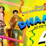 Dhamaal 4 (2026) movie poster featuring Ajay Devgn, Riteish Deshmukh, Arshad Warsi, and Jaaved Jaaferi in a chaotic comedy adventure setting.