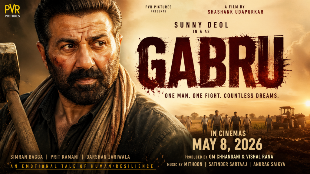 Gabru 2026 movie poster featuring Sunny Deol in an emotional action drama directed by Shashank Udapurkar.