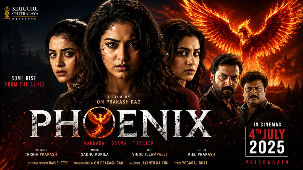 Phoenix Kannada movie 2025 poster featuring cast and drama thriller theme