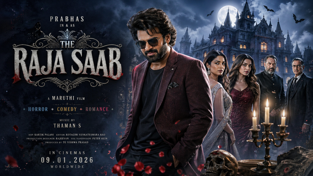 The Raja Saab 2026 Prabhas horror comedy film poster