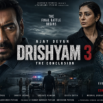 Ajay Devgn as Vijay Salgaonkar in Drishyam 3 intense look during interrogation scene