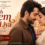Yeh Prem Mol Liya movie poster featuring Ayushmann Khurrana and Sharvari Wagh in a romantic emotional Bollywood drama directed by Sooraj Barjatya in 2026.