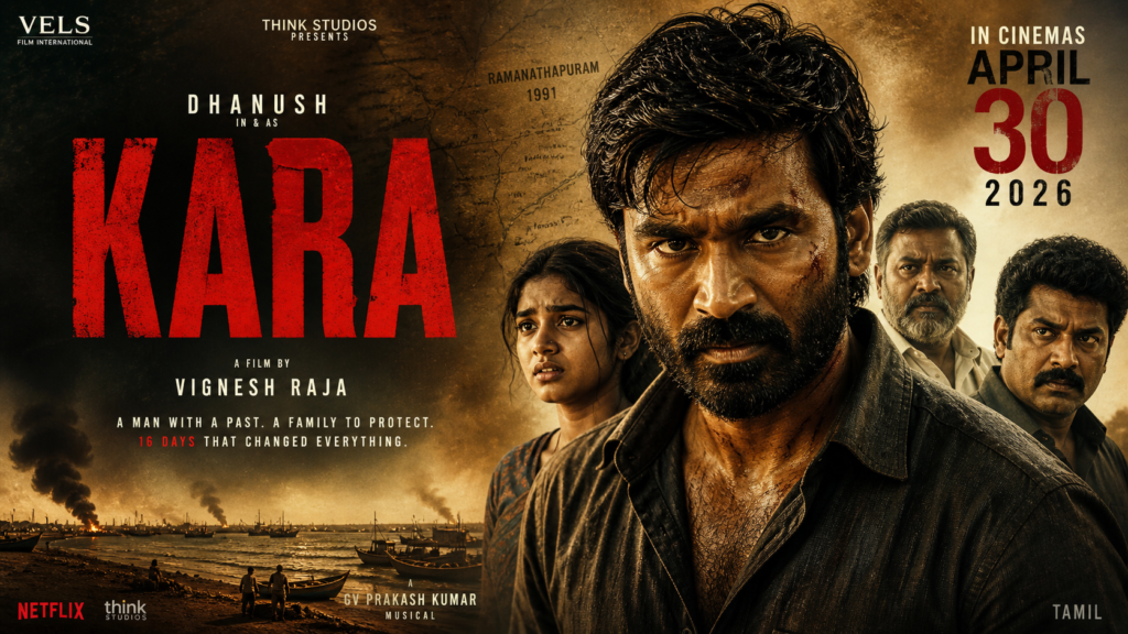 Dhanush in Kara 2026 Tamil action thriller movie scene