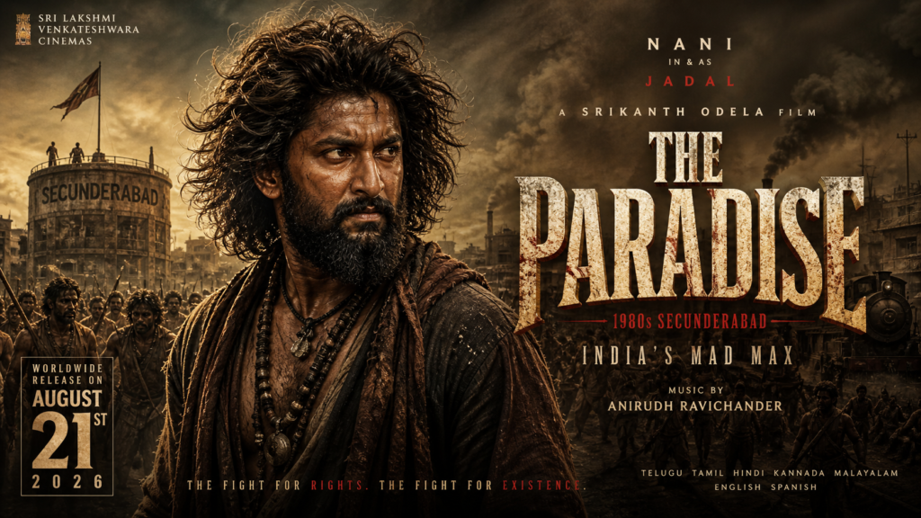 Nani in The Paradise 2026 rugged tribal leader look